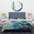 thumbnail image 3 of Designart "Teal Gold Fractal Mystic Mirage II" Modern Bedding Covert Set - Fractals Teal Abstract Bed Set With 2 Shams, 3 of 6