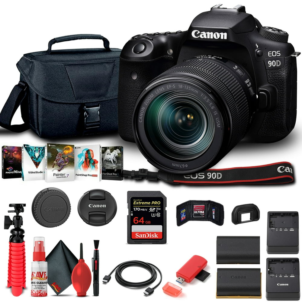 Canon EOS 90D DSLR Camera W/ 18135mm Lens 3616C016 Basic Bundle