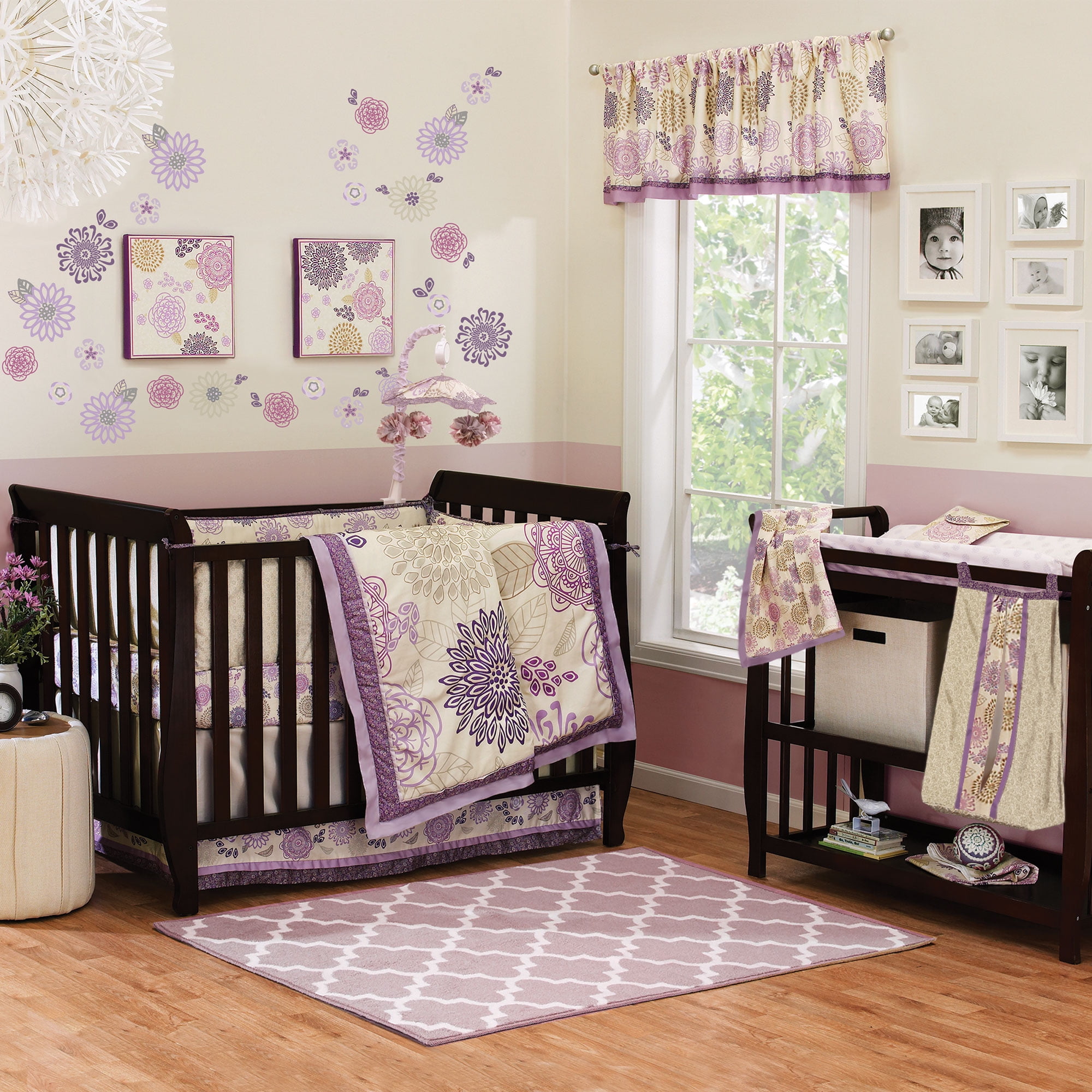 The Peanut S Crib Bedding Set Purple And Lavender Fl Theme The Peanut S Crib Bedding Set Purple And Lavender Fl Theme Dahlia 4 Piece Baby Girl Com