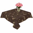 thumbnail image 2 of Brown Floral Table Cloth Waterproof Tablecloths, Vintage Spring Botanical Flowers Tablecloth Dining Table Cover for Kitchen Party Tabletop Outdoor, Square Tablecloth 54x54 Inch, 2 of 9