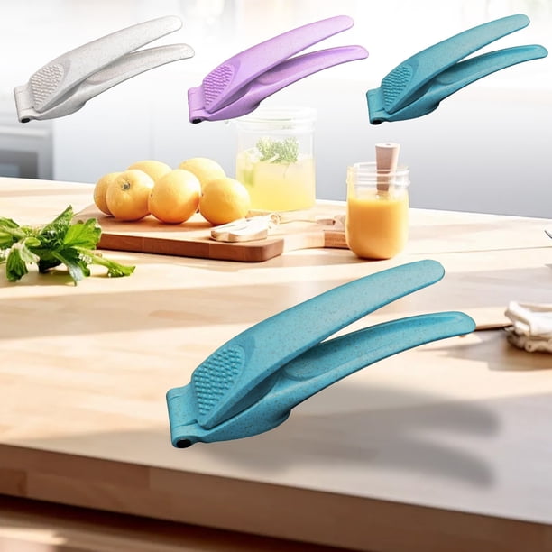 Prensa de ajo de acero inoxidable con mango de plástico - Material engrosado para una posición precisa de los agujeros - Herramienta de cocina para puré de ajo - 7,48 pulgadas