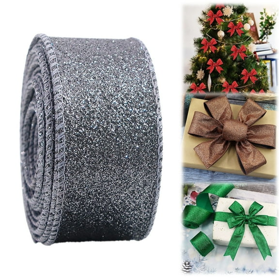 Event & Party Supplies,2.5" X 10 Yards Christmas Ribbon For Wrapping Metallic Glitter Wired Ribbon For Christmas Tree Garland Wreath DIY Crafts Ornaments Xmas Decorations Holiday Decor