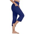 thumbnail image 6 of SEAOPEN Capri Pants for Women Wide Leg Yoga Dress Cropped Pants Capri Leggings with Pockets for Casual Summer Blue,2XL, 6 of 6