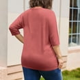 thumbnail image 4 of Women's Plus Size 3/4 Length Sleeve Round Neck Tee Shirt with Pockets Casual Spring Summer Basic Solid Loose Tunic Tops, 4 of 6