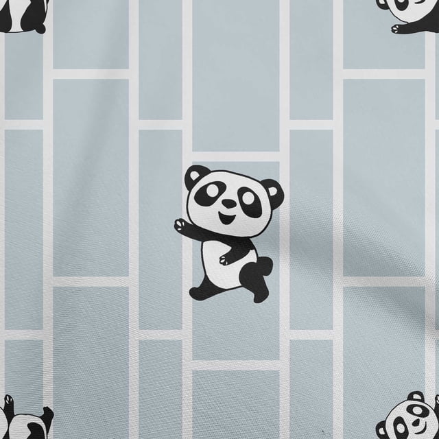 oneOone Polyester Spandex Baby Blue Fabric Panda Animal Sewing Craft Projects Fabric Prints By Yard 56 Inch Wide