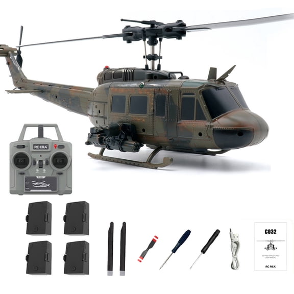 RC Helicopter for Adults, C032 UH-1 Huey 6CH 3D Invert Flight RC Helicopter with 6-Axis Gyro Stabilization, One-Key Takeoff/Landing, Altitude Hold, Optical Flow Positioning for Enthusiasts - RTF