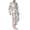 thumbnail image 2 of Honeii Summer Pattern Mens Pajamas Set,2pcs Men's Lounge Long Sleeve Sleep Shirt and Pajama Bottoms Sleepwear Set,Mens Pjs Sets-XX-Large, 2 of 7
