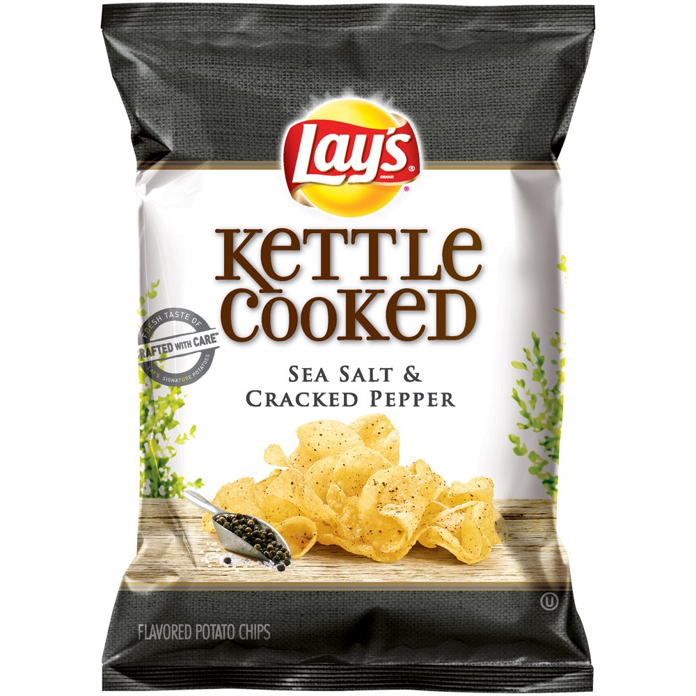 Lay's Kettle Cooked Sea Salt & Cracked Pepper Flavored Potato Chips, 8.