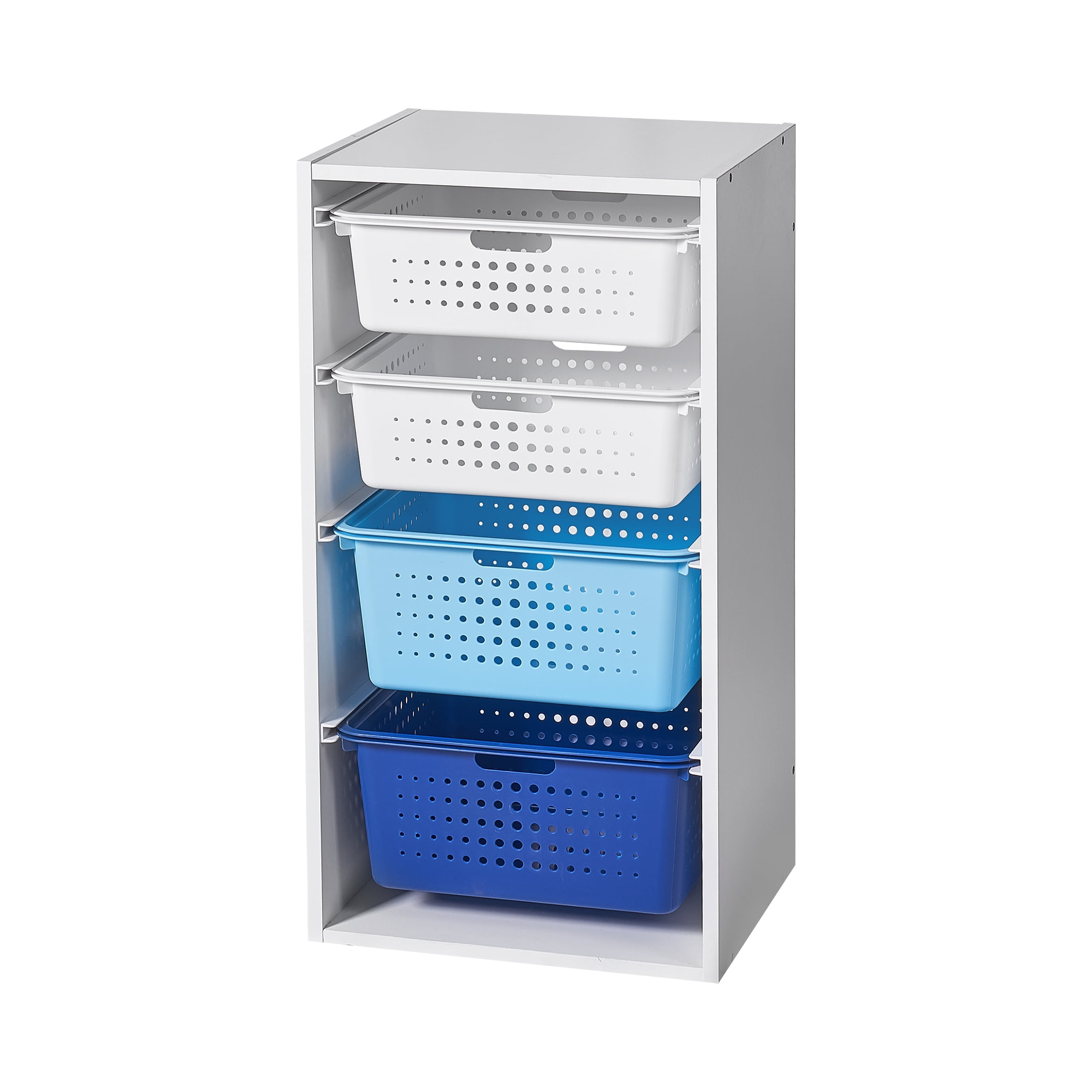 Your Zone Kids Sliding Bin Organizer with 4 Storage Bins, Blue  (图2)