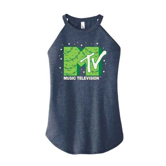 MTV - Logo Christmas Tree - Juniors High Neck Tank Top