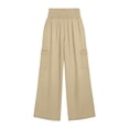 thumbnail image 6 of Horkkom Cargo Pants Women Solid Color High Waisted Wide Leg Pants Lightweight Casual Workout Hiking Pants with Pockets L, 6 of 7