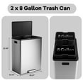 thumbnail image 3 of 60 Liter / 16 Gallon Step Dual Trash Can,Rectangular Hands-Free Step Trash Can,Recycle Bins with Lid,2 Removable Wastebusket,Step Pedal,Large Stainless Steel Double Trash Bin for Kitchen,Bathroom, 3 of 7