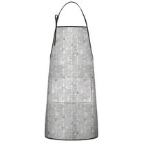 Gray Christmas Snowman Pattern Apron-Garden Aprons for Women with Pockets-Cotton Linen Waterproof Kitchen Cooking Gardening Aprons Adjustable for Kitchen,Cooking,BBQ and Salon 33"x27"
