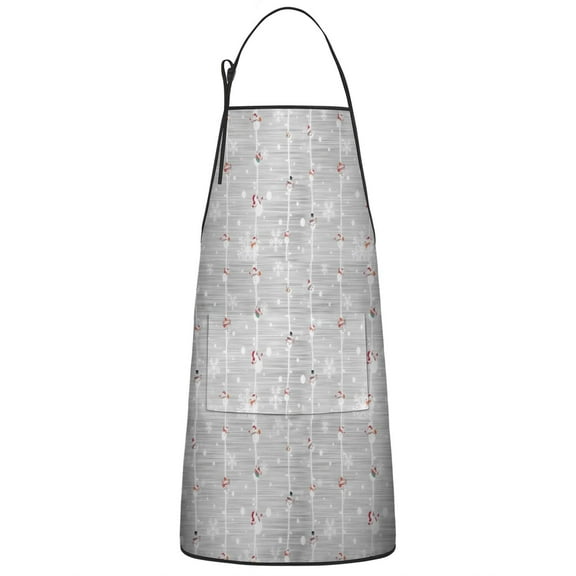Gray Christmas Snowman Pattern Apron-Garden Aprons for Women with Pockets-Cotton Linen Waterproof Kitchen Cooking Gardening Aprons Adjustable for Kitchen,Cooking,BBQ and Salon 33"x27"