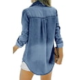 thumbnail image 5 of Long Sleeve Women Casual Button Denim Blouse With Pocket, 5 of 5