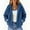Blue, variant on Women's Fleece Winter Coat Long Sleeve Lapel Open Front Cardigan Outerwear Black XL