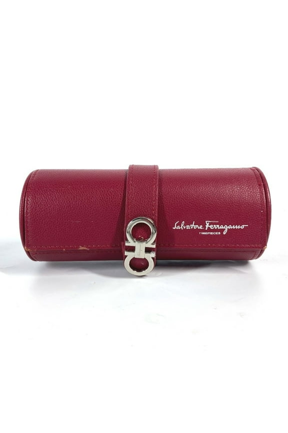 Pre-Owned Salvatore Ferragamo Watch Case, Pouch, Leather, Men's, Red (Good)
