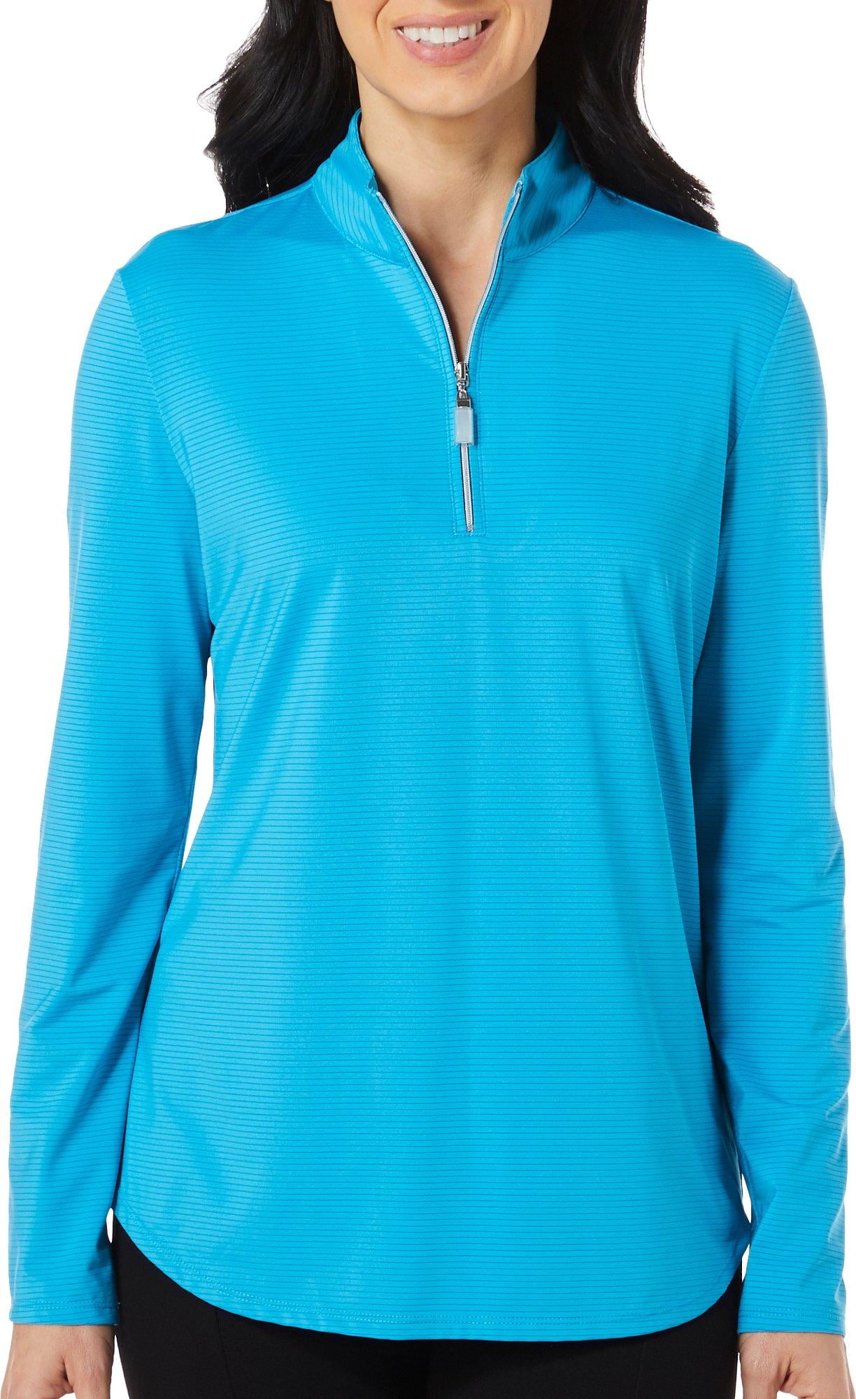 Coral Bay Coral Bay Golf Petite Solid Long Sleeve Polo Shirt
