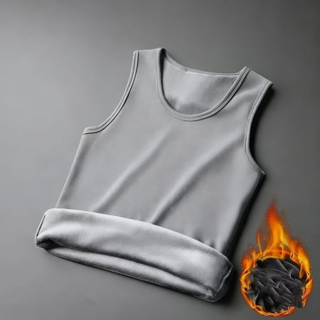 Ceisia Men s Fleece Lined Tank Top Thermal Sleeveless Base Layer Multi Color Gray M Gifts for Father