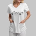 thumbnail image 3 of NIEWTR V Neck Pattern Print Scrub Tops Women Comfortable Durable Medical Uniform Blouses with 2-Pockets(White,XL), 3 of 4