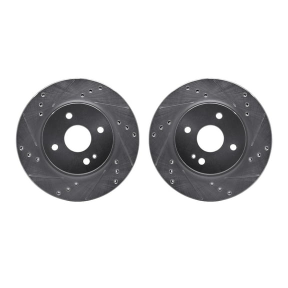 Dynamic Friction Company Front Brake Rotors-Drilled and Slotted-Silver 7002-80005