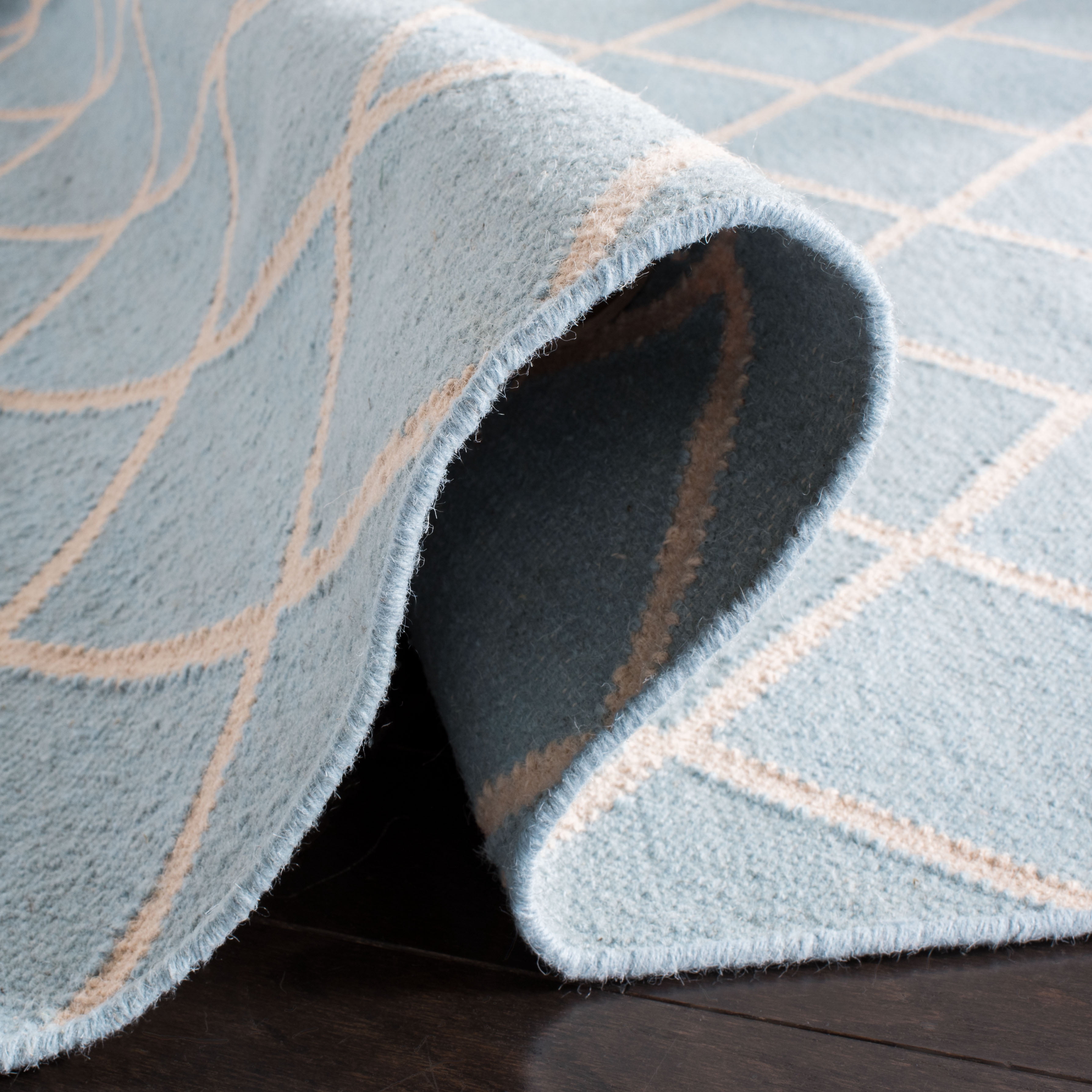 Safavieh Dhurries Victor Geometric Area Rug, Light Blue/Ivory, 3' x 5'