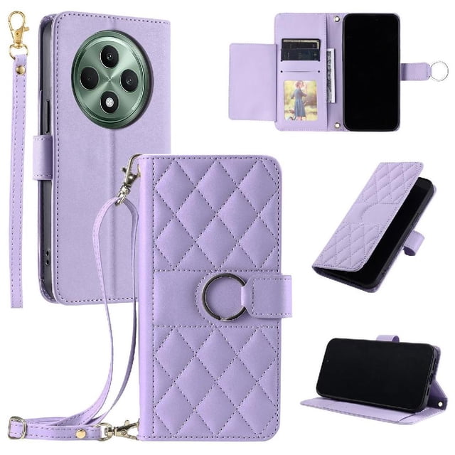 Funda tipo billetera GANGXUN para OPPO Reno 12F – Tapa abatible con correa para mujer