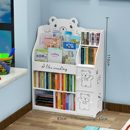 Childrens Kids Cartoon Engraved Bookshelf Multi-Layer Organizer Shelf