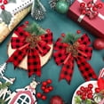 thumbnail image 3 of Dalrosia 6PCS Christmas Bows with Pine Cones Pine Needles Xmas Buffalo Plaid Bows Black White Plaid Ribbon Christmas Tree Wreath Decoration for Xmas Parties Indoor Outdoor Crafts DIY Decor, 3 of 5
