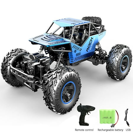 Remote Control Car 1:16 Alloy Climbing car Rechar-geable 2.4Ghzb High Speed Racing Rock Climber 4WD Speed 20 Km/h All Terrain Electric Kids Toys Gifts for Boys and Girls-Blue