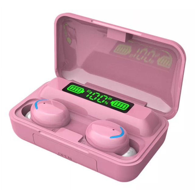 Keluona Audifonos In-ear Inalambricos F9-5 Bluetooth Tactil Cancelacion De Ruido Color Rosa Con Luz Led