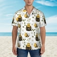 thumbnail image 2 of Pofeuu Honey Bee Insect Print Hawaiian Shirt for Men Sleeves Casual Button Down Summer Beach Dress Shirts T-Shirts,Large, 2 of 7