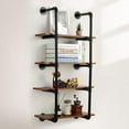 thumbnail image 6 of Industrial Pipe Shelving Wall Mounted, 30in Metal Floating Shelves, Steampunk Real Wood Book Shelves, Wall Shelf Unit Wineshelf Hanging Wall Shelves, Kitchen Bar Shelving(4 Tier), 6 of 7