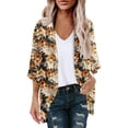 thumbnail image 2 of Yellow Cardigan 3/4 for Women,Women's Floral Print Puff Sleeve Kimono Cardigan Loose Cover Up Casual Blouse Tops,Lightweight Cardigans for Women Summer 3/4 Sleeve, 2 of 4