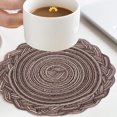 thumbnail image 3 of WKSCLPAI Ramie Cotton Yarn Table Mats Hand-woven, 7.1" x 7.1" Insulated Tea Coasters, Cute Placemat with Lace, Holiday Party Table Decoration Mats for Fall, 3 of 5