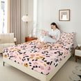 thumbnail image 4 of Castle Fairy Old Fashion Cheetah Print Full Size Sheets 4-Piece for Kids Teens Girls,Black Pink Leopard Print Breathable Bed Sheets,Dreamy Princess Lightweight Sheet Sets,Microfiber Bedroom Decor, 4 of 7
