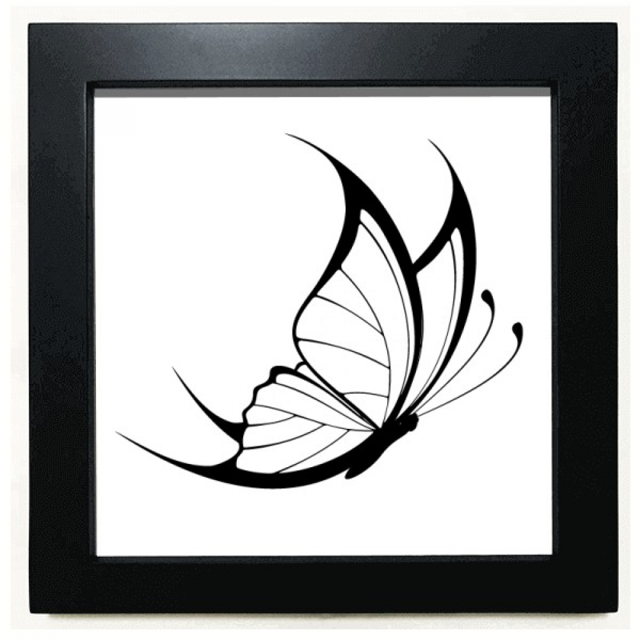 Simple Vintage Flying mariposa negra Mesa de pared con marco cuadrado negro