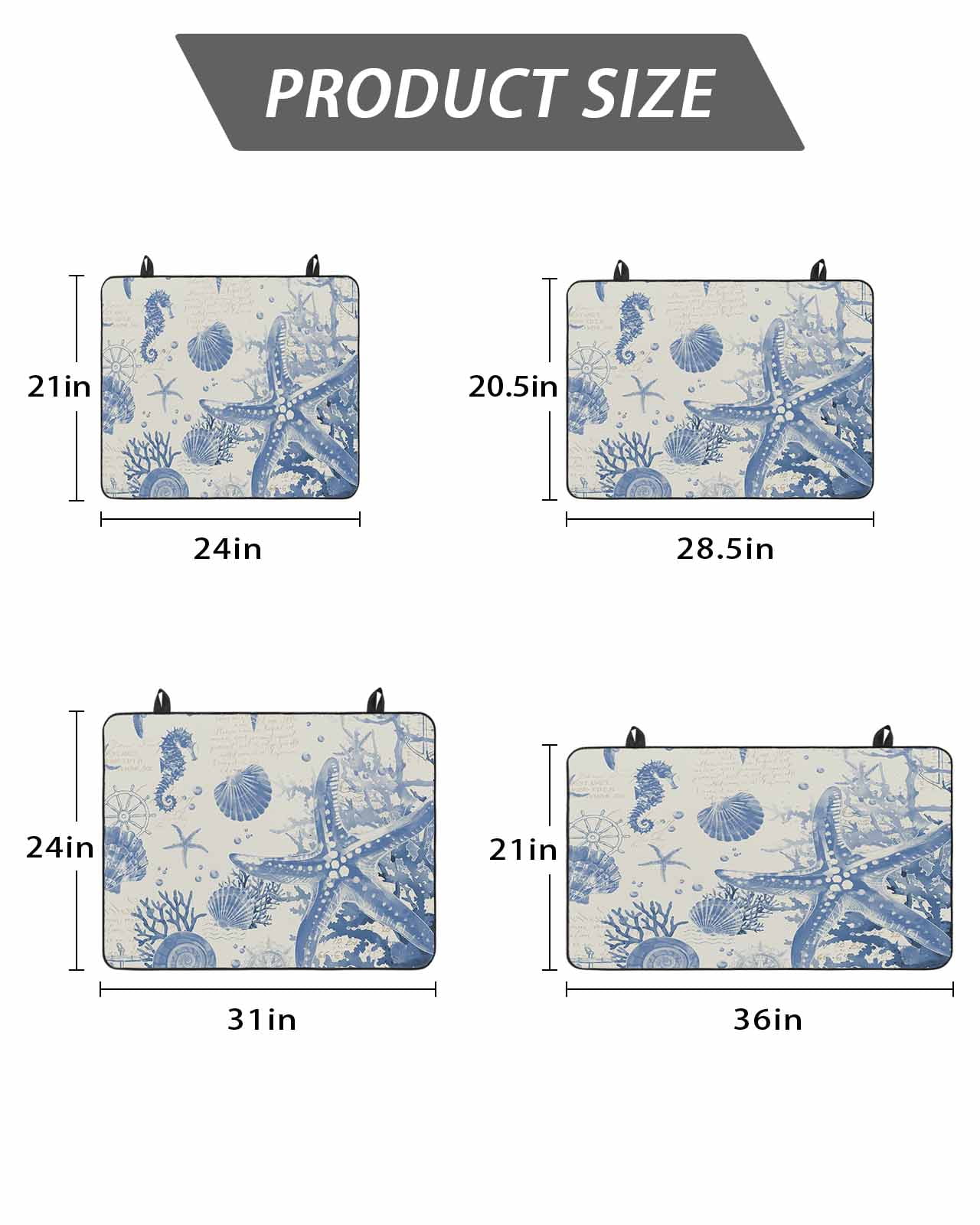 Stove Top Covers for Electric Stove, Blue Coastal Starfish Glass Stovetop Cover Protector, Beach Ocean Nautical Shells Conch Induction Cooktop Protector Oven Mat for Kitchen Countertop 36"x21"