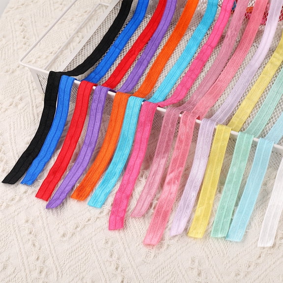 Luxshiny 15 Rolls Knitting Elastic Bands Assorted Colors Stretch Sewing Ribbon for Crafts, Garments, and Sewing Projects