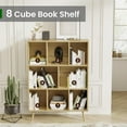 thumbnail image 4 of Hyxoo 8 Cube Shelf, 3-Tier Open Wooden Bookshelf with Legs, Floor Standing Office Bookshelf, Wooden Bookcase for Office Furniture, Cubby Storage Organizer for Living Room/Bedroom/Home, Natural, 4 of 8