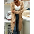 thumbnail image 3 of Winter Hooded Cardigan Sweater Coat Women Oversized Chunky Knit Open Front Long Outwear, 3 of 5