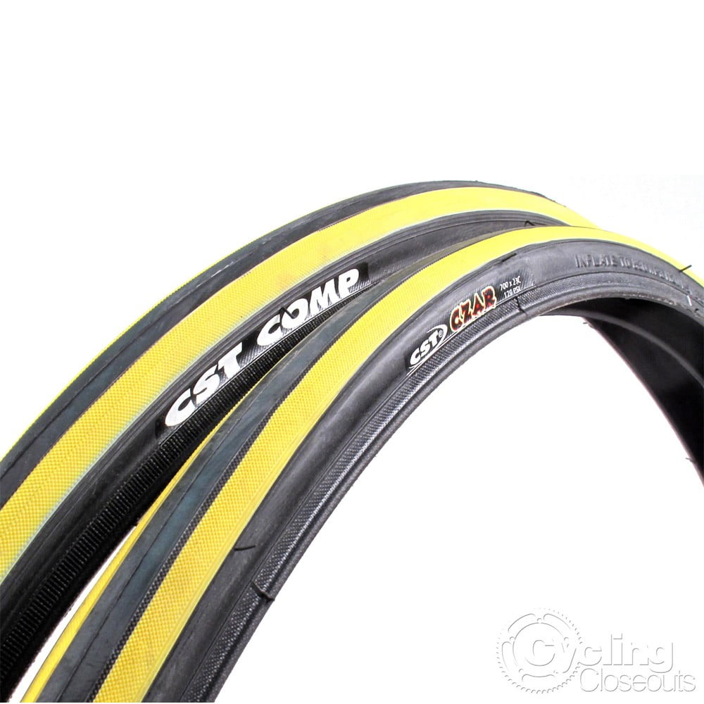 Cst Premium Czar 700x23 Road Bike Tire 120PSI // Black/Yellow Walmart