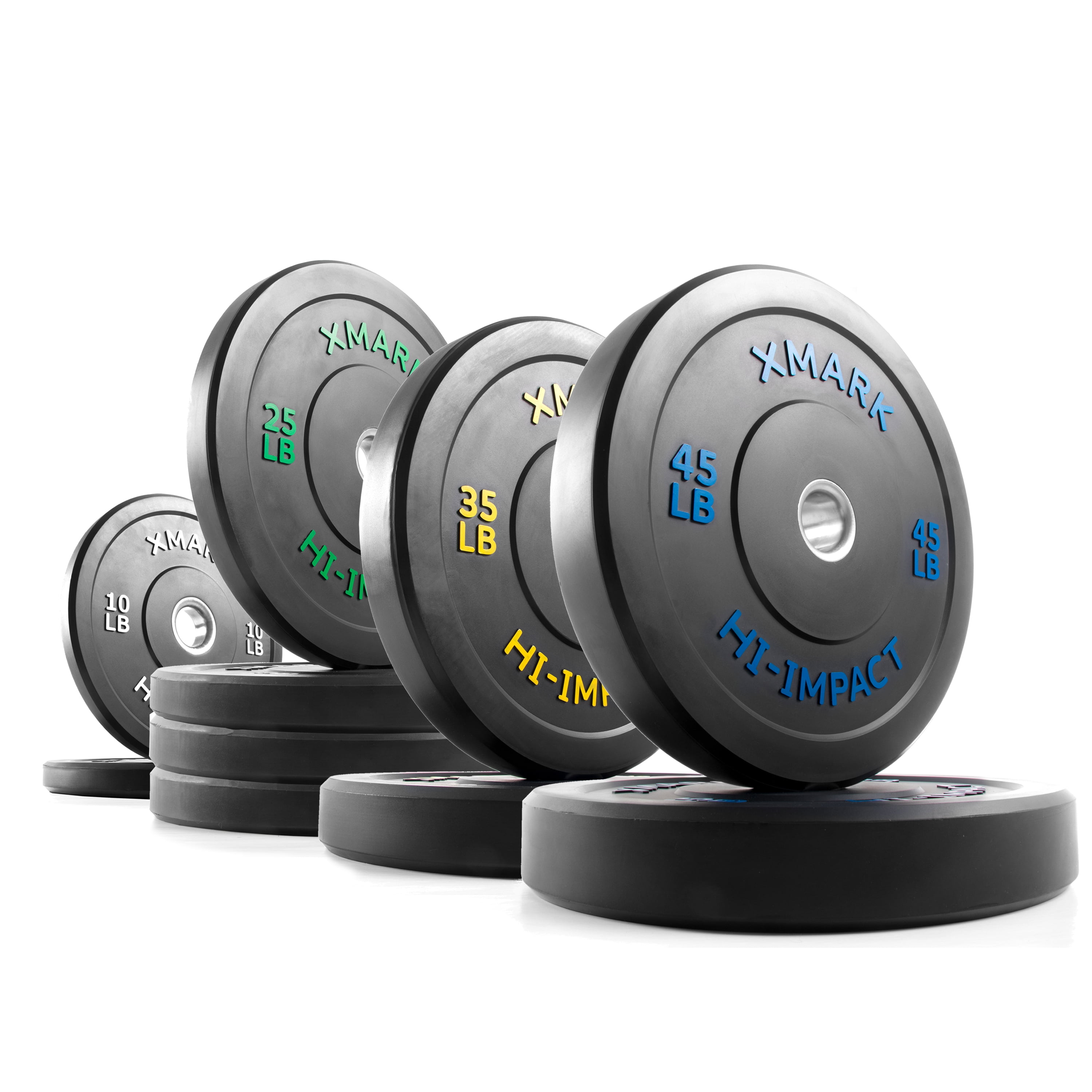 XMark 280 lb Set Olympic Bumper Plates, Bumper Weight Plates for Olympic Lifting