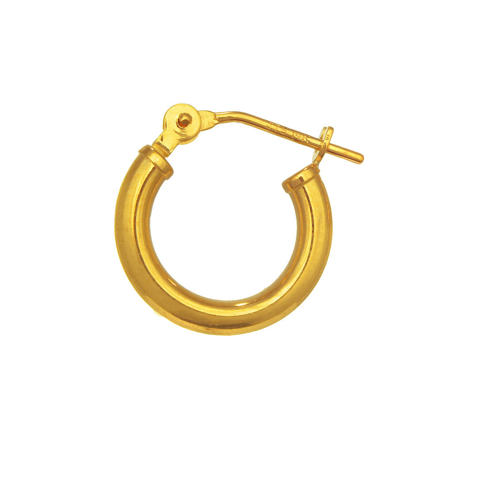 14k Yellow Gold Tubular Hoop Men's Single Earring 2x14mm