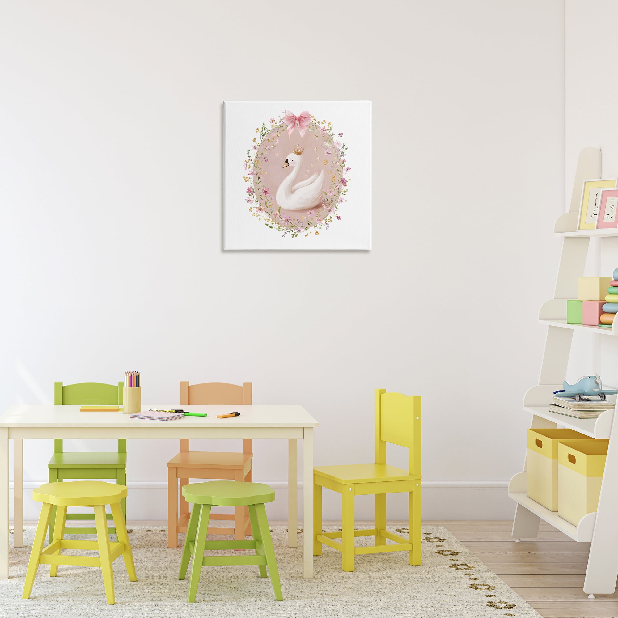 Stupell Industries Queen Swan with Florals Canvas Wall Art, design by Christine Simpson Art
