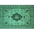 thumbnail image 1 of Ahgly Company Machine Washable Indoor Rectangle Medallion Turquoise Blue Traditional Area Rugs, 6' x 9', 1 of 4
