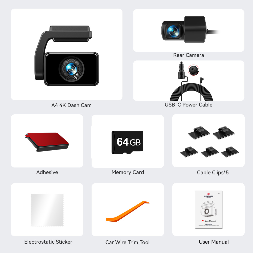 REDTIGER A4 4K Dual Dash Cam with GPS and Touchscreen photo 6
