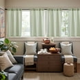 thumbnail image 2 of Curtainking Striped Kitchen Curtain Linen Cafe Curtains Semi-Sheer Rustic Farmhouse Tier Curtains 36 inch Rod Pocket 2 Panels Green on Beige, 2 of 11