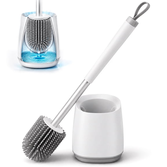 ILAVCLEAN Toilet Bowl Cleaner Brush and Holder Toilet Brush and Caddy Bathroom Scrubber Set