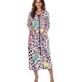 thumbnail image 4 of FOR U DESIGNS Rabbit Leopard Pink Print Women Nightgown Zip Up Long Sleeve House Dresses for Woman with Pockets, Breathable Elastic Fabric Robes for Woman Mumu Dress, 4XL, 4 of 8
